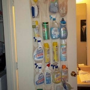 Fill a Shoe Organizer with Cleaning Supplies