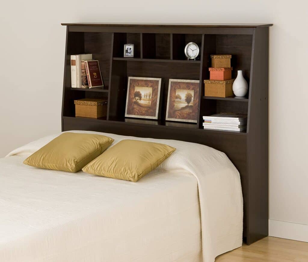 Use bookshelves as a headboard