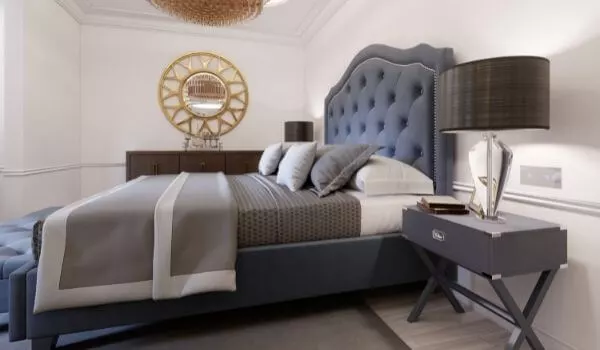 An Eye-Catching Headboard With A Complementing Bed Frame